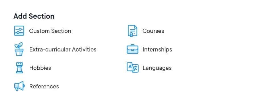 Resume.io - Add and Remove Sections