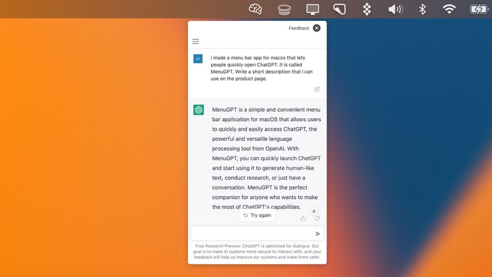 MacGPT - ChatGPT on your Mac and Menubar