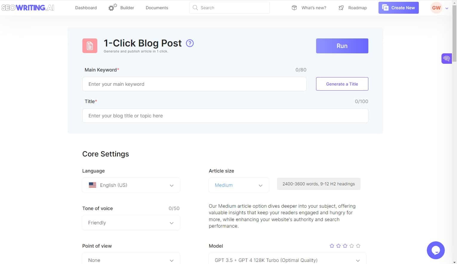 One-click Blog Post Generator