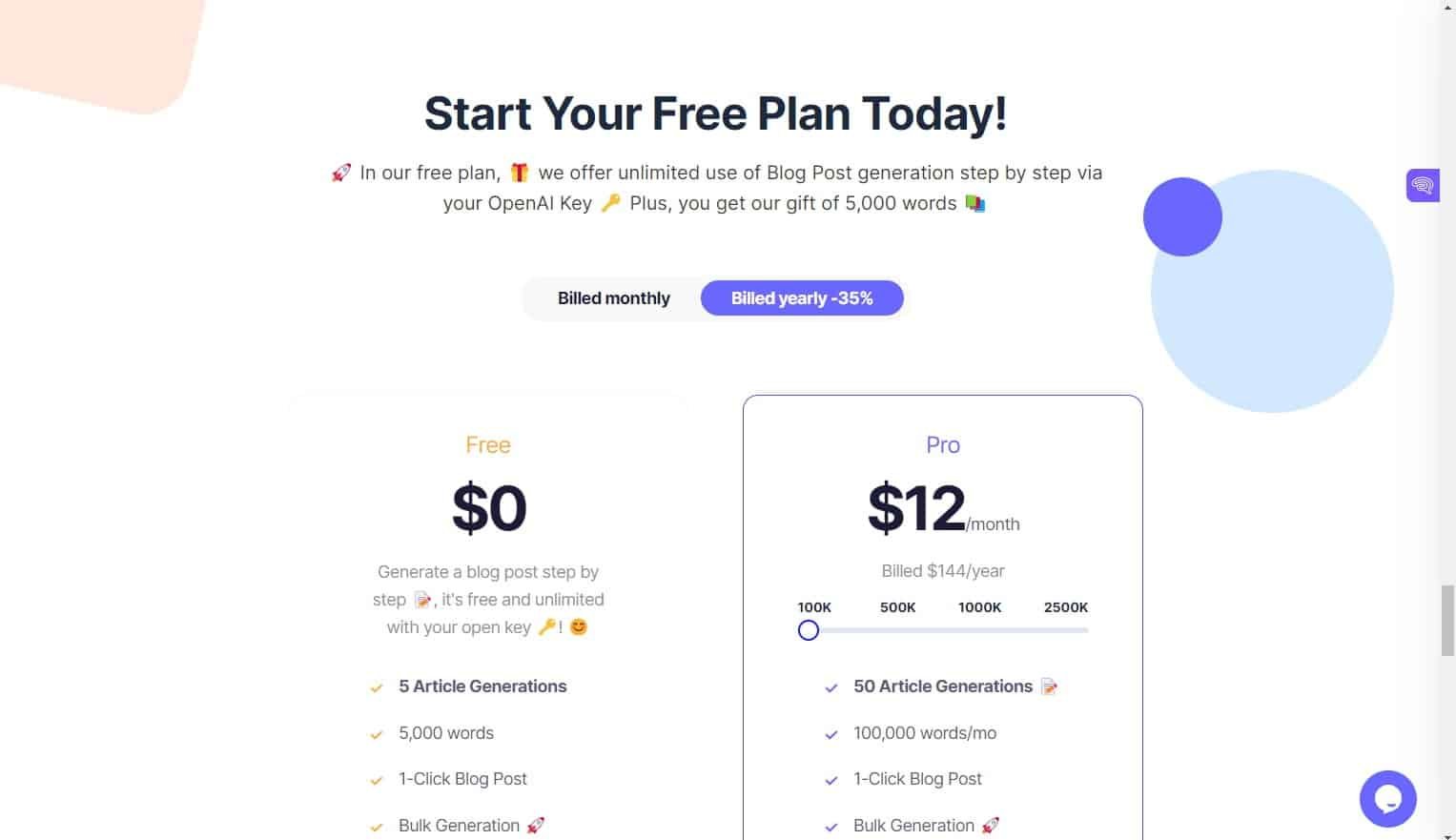 SEO Writing AI Pricing Plans